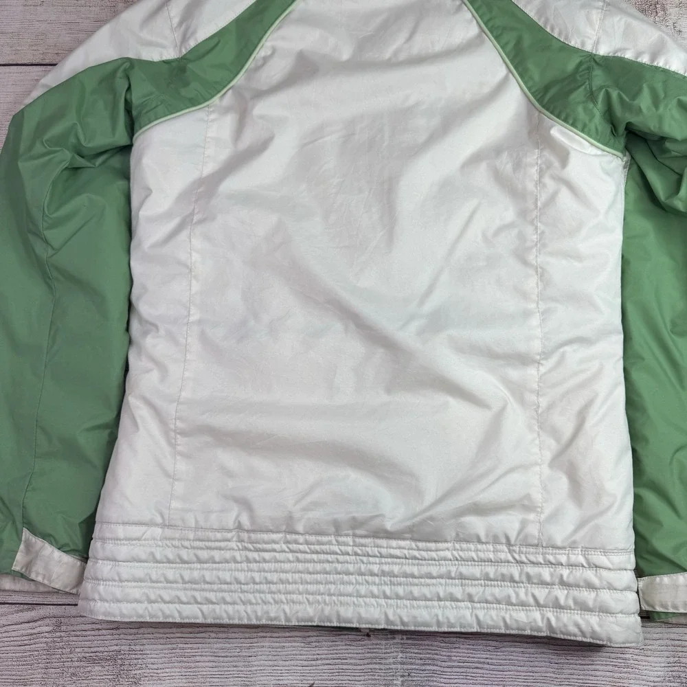 Columbia Youth 18/20 Hooded Winter‎ Coat Jacket White Green Fleece Lined READ